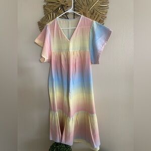 Colorful V-Neck Women's Dress